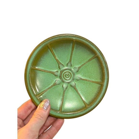 Frankoma Pottery Prairie Green Wagon Wheel Tea Cup Saucer Set of 3 94C 94E READ - Picture 5 of 9